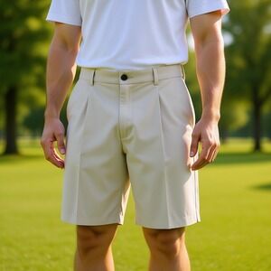 Savane Mens Pleated Flat Front Khaki Shorts Classic Fit‎ Size 42